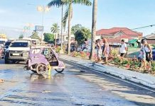 The wife was thrown off their tricycle and died of severe head injury while her husband was injured after a sport utility vehicle bumped their vehicle from behind in Barangay Cabugao Sur, Sta. Barbara, Iloilo on Tuesday morning, Jan. 21, 2025. PHOTO COURTESY OF BOMBO RADYO ILOILO 837 KHZ/FB