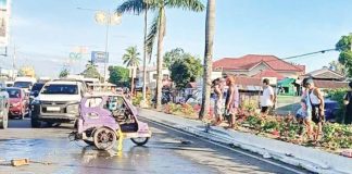 The wife was thrown off their tricycle and died of severe head injury while her husband was injured after a sport utility vehicle bumped their vehicle from behind in Barangay Cabugao Sur, Sta. Barbara, Iloilo on Tuesday morning, Jan. 21, 2025. PHOTO COURTESY OF BOMBO RADYO ILOILO 837 KHZ/FB