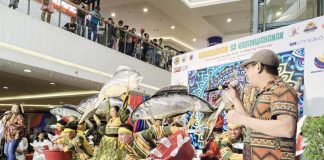 Haw-as Festival of Dumangas, Iloilo is one of the nine tribes participating in the Kasadyahan sa Kabanwahanan competition of the Dinagyang Festival 2025. Photo shows dancers of Haw-as tribe performing at SM City Iloilo. MUNICIPALITY OF DUMANGAS/FACEBOOK PHOTO