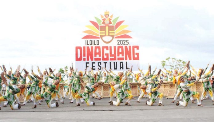 Thousands of spectators fill Iloilo City streets on Thursday, Jan. 9, 2025, during the opening salvo of Kasadyahan sa Kabanwahanan competition of the Dinagyang Festival 2025. Photos show the Tultugan Festival of Maasin, Iloilo giving a sneak peak of their performance at the Iloilo Freedom Grandstand. AJ PALCULLO/PN