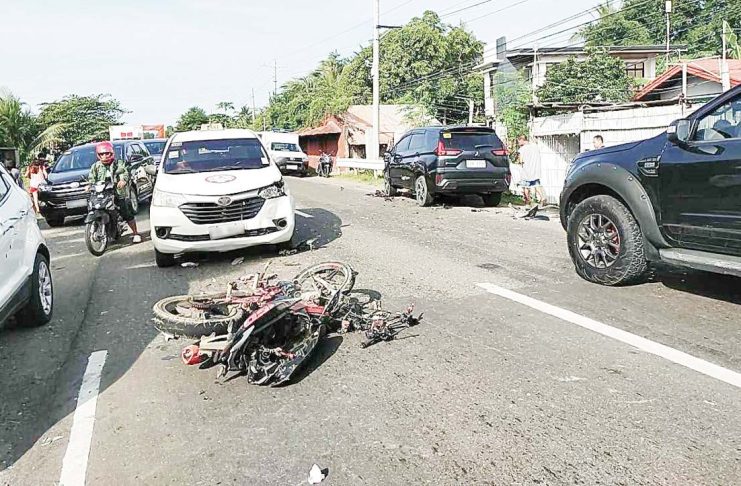 Two-wheeled vehicles, particularly motorcycles, were most frequently involved in road crashes in Iloilo Province, according to the Iloilo Police Provincial Office. Photo shows the collision of four vehicles, including a motorcycle, in Barangay Bagingin, Tigbauan, Iloilo in October 2024. RMN ILOILO 774/FACEBOOK PHOTO