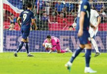 Philippine men’s football team goal keeper Quincy Kameraad saves the ball. PHOTO COURTESY OF PFF