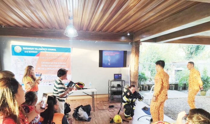 The Granada Fire Sub-station of the Bureau of Fire Protection in Bacolod City holds a fire safety symposium in Barangay Alangilan on Thursday, Feb. 27, 2025. BFP-BACOLOD CITY PHOTO