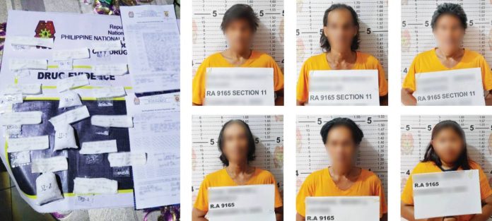 Six drug suspects yielded around 270 grams of suspected shabu with an estimated value of P1.8 million in an antidrug operation in Purok Star Apple 2, Barangay 27, Bacolod City. BCPO PHOTOS