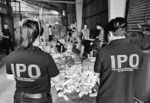 IPOPHL’s IEO joins the Bureau of Customs in destroying counterfeit items in a Bulacan warehouse in July 2021. Estimated at P2 billion, the seized items include brands such as Nike, Adidas, Lacoste, Gucci, Victoria’s Secret, Jo Malone, Clinique and Dior, among others. INTELLECTUAL PROPERTY OFFICE OF THE PHILIPPINES FILE PHOTO