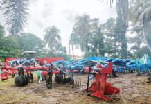 Ten dump trucks, farm tractors and other farm implements were distributed to mill district development councils and block farm beneficiaries in Negros Occidental on Saturday, Feb. 22, 2025.