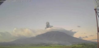 A second ash emission event occurred at the summit of Mt. Kanlaon at 5:55 p.m. pm on Saturday, Feb. 15, 2025, lasting four minutes based on the seismic record. It generated a grayish plume that rose 700 meters above the summit crater before drifting west-northwest. SCREENSHOT FROM PHIVOLCS VIDEO