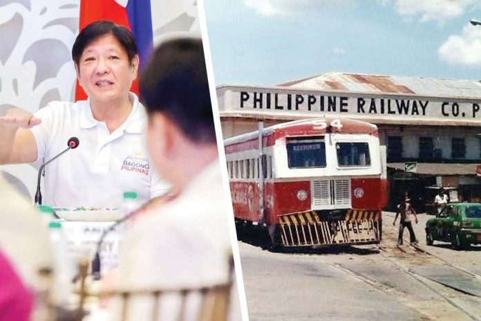 The status of the Panay Island railway system project was raised anew during a meeting with President Ferdinand “Bongbong” Marcos Jr. as part of the Regional Development Council (RDC) discussions in Iloilo City last week. Right photo shows Panay Railways, Inc.’s train 54 departing Iloilo City on April 28, 1980. BONGBONG MARCOS/FACEBOOK PHOTO, LINDSAY BRIDGE/FLICKR PHOTO