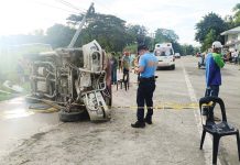 This sport utility vehicle sustained major damage after it rammed a post in Barangay Padios, Sara, Iloilo. SARA MUNICIPAL POLICE STATION PHOTO