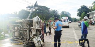 This sport utility vehicle sustained major damage after it rammed a post in Barangay Padios, Sara, Iloilo. SARA MUNICIPAL POLICE STATION PHOTO