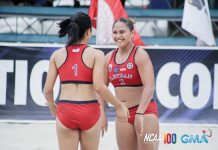 Ilongga Lara Mae Silva and Colegio de San Juan de Letran Lady Knights claimed their third straight NCAA women’s beach volleyball crown. PHOTO COURTESY OF GMA SPORTS PH