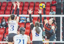 Petro Gazz Angels’ Brooke Van Sickle scores against the defense of ZUS Coffee Thunderbelles. PVL PHOTO