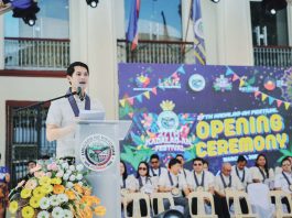 Mayor Javier Miguel Benitez leads the official opening of the 27th Kadalag-an Festival at the Victorias City Public Plazaon March 19, 2025.