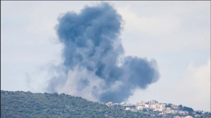 Smoke billows from the site of Israeli strikes in southern Lebanon. REUTERS