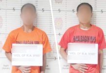 Aliases “Lyndon” and “Marvin” were apprehended and yielded P374,000 worth of suspected shabu in an antidrug operation in Barangay Enclaro, Binalbagan, Negros Occidental, on March 8. Their other companion, alias “Andrew”, evaded arrest. NOCPPO PHOTOS