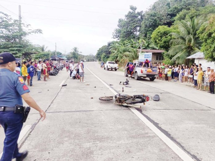 The Iloilo Police Provincial Office logged 3,011 vehicular accidents, leading to 123 deaths and 1,226 injuries, from January to October 2024. Photo shows an aftermath of a collision between two motorcycles in Sitio Nangka, Barangay Calamigan, Concepcion, Iloilo in January this year. PHOTO COURTESY OF BOMBO RADYO ILOILO /FACEBOOK