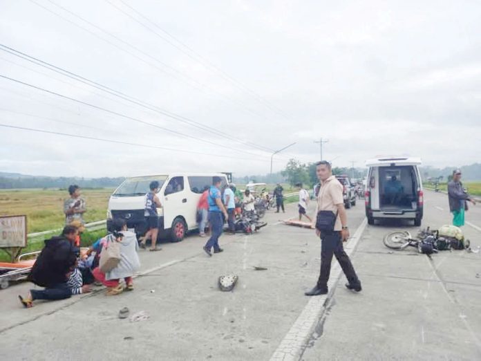 Two motorcycle riders and two back riders landed in a hospital after a motorcycle collision in Barangay Poblacion South East, Lemery, Iloilo on Monday, March 3, 2025. LEMERY MPS PHOTO