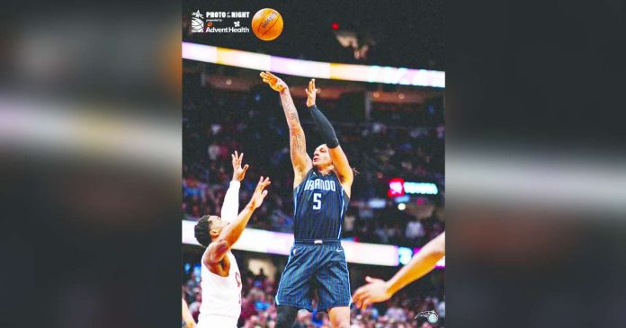 Orlando Magic’s Paolo Banchero pulls up for a shot against the defense of Cleveland Cavaliers’ Donovan Mitchell. PHOTO COURTESY OF ORLANDO MAGIC