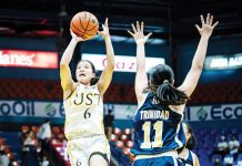 Negrense Barby Dajao of the University of Santo Tomas Junior Growling Tigresses goes for an inside hit. UAAP PHOTO